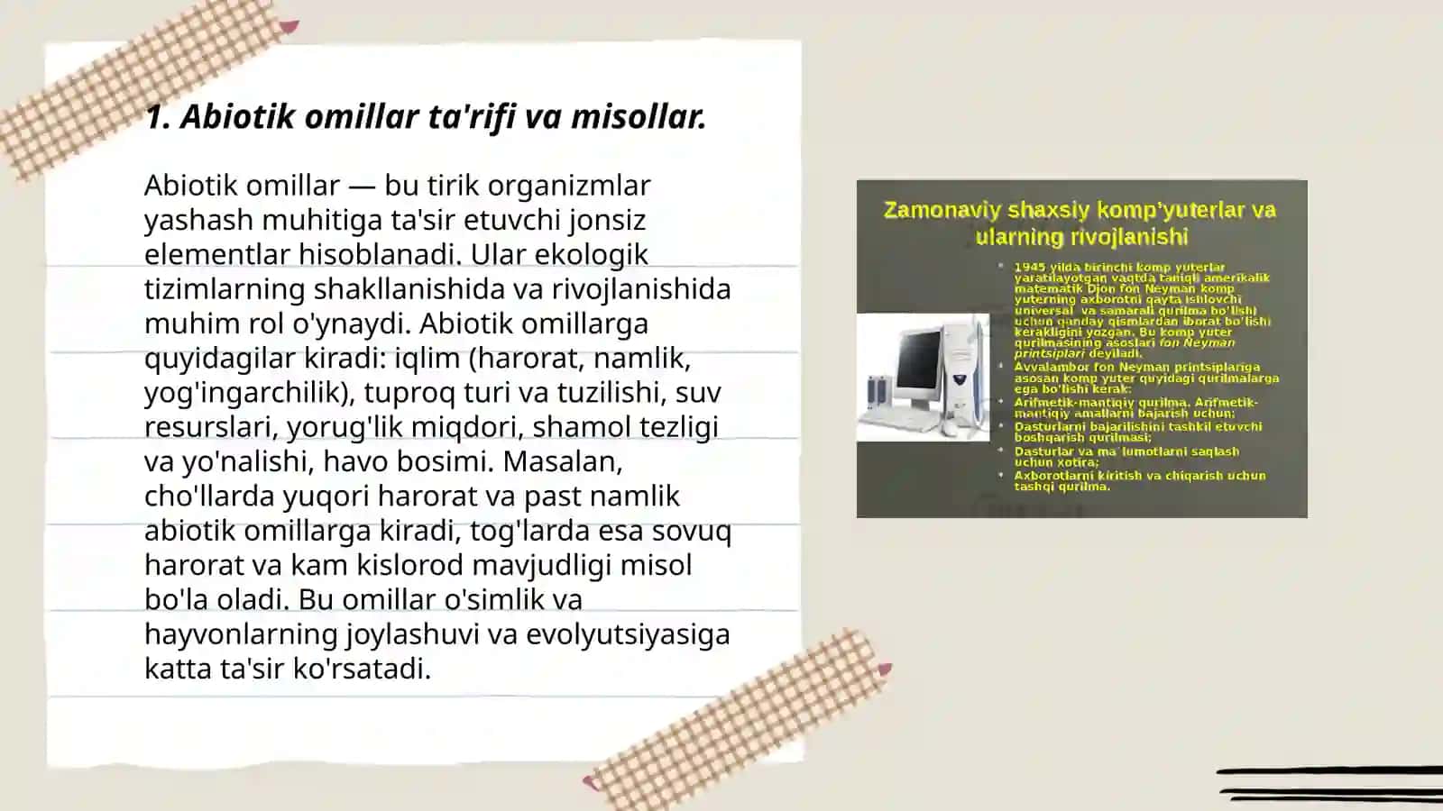 Abiotik va biotik ekologik omillar va ularning tabiatda oʻsimliklarning tarqalishidagi ahamiyati 3