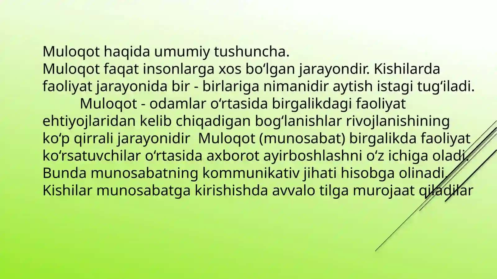 MULOQOT PSIXOLOGIYASINING PREDMETI, MAQSADI VA VAZIFALARI MULOQOT HAQIDA UMUMIY TUSHUNCHA 3