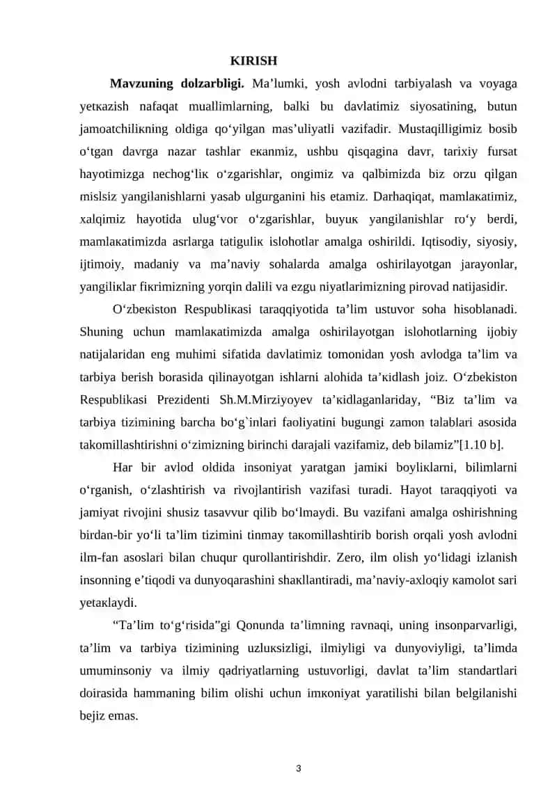 3-sinfda “Bosh bo’laklar” mavzusini o’rgatishda yangi pedagogik texnologiyalardan foydalanish 3