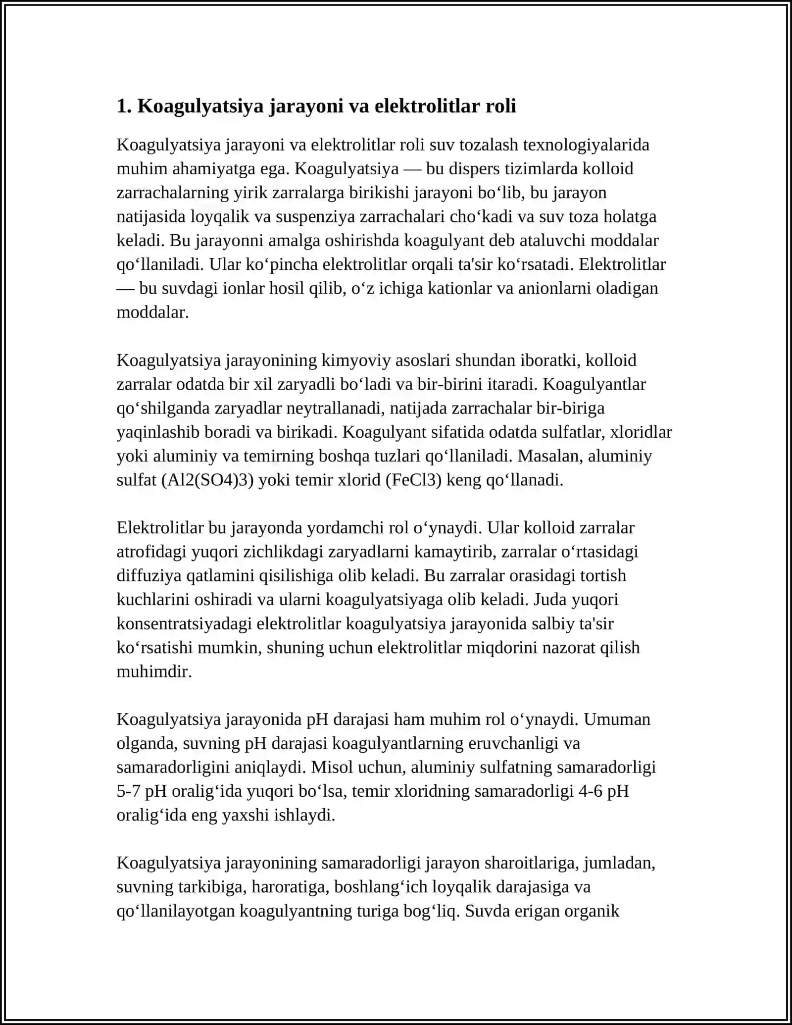 ELEKTROLITLAR TA'SIRIDA BÔLADIGAN KOAGULYATSIYA 3