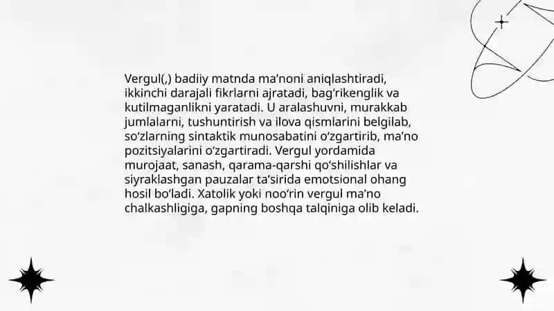 Badiiy asar matnlaridan tinish belgilari maʼnoga taʼsir qilgan joylarini topib yozish 3