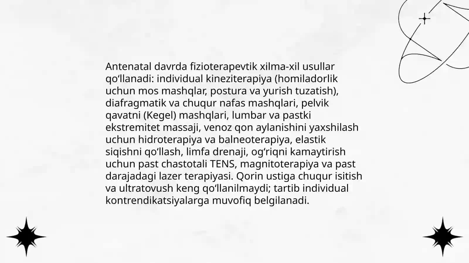 Fizioterapevtik faktorlarni akusherlik va ginekologiyada qoʻllash usullari 3
