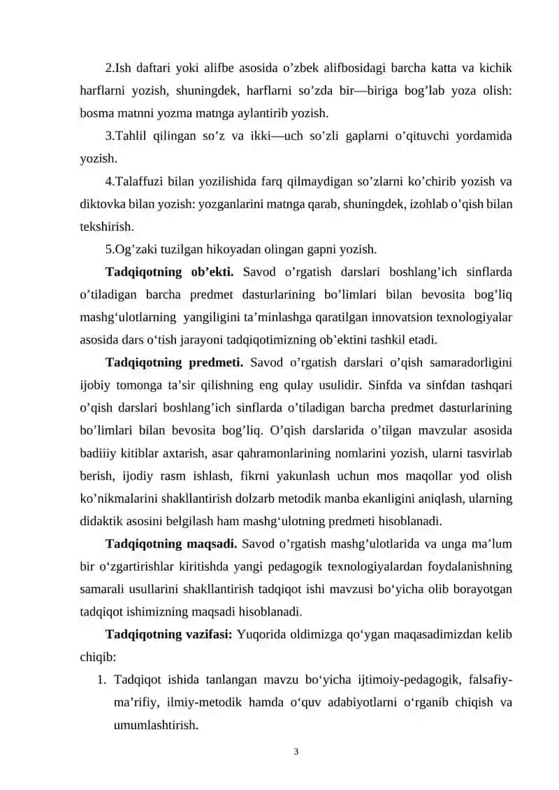 Savod O'rgatish Davri Yozuv Darslari 3