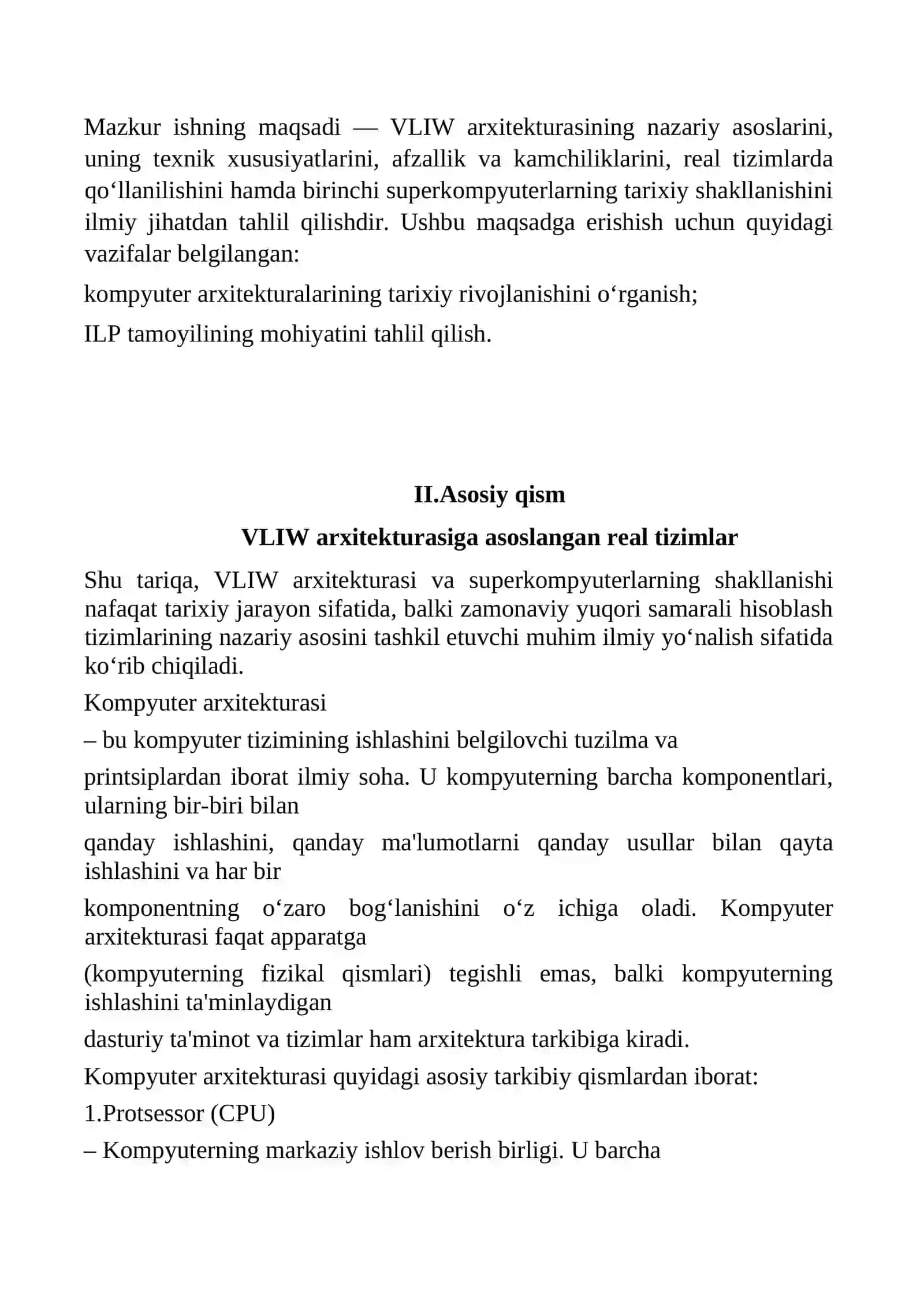 VLIW – arxiterturasi. Birinchi superkompyuterlar 3