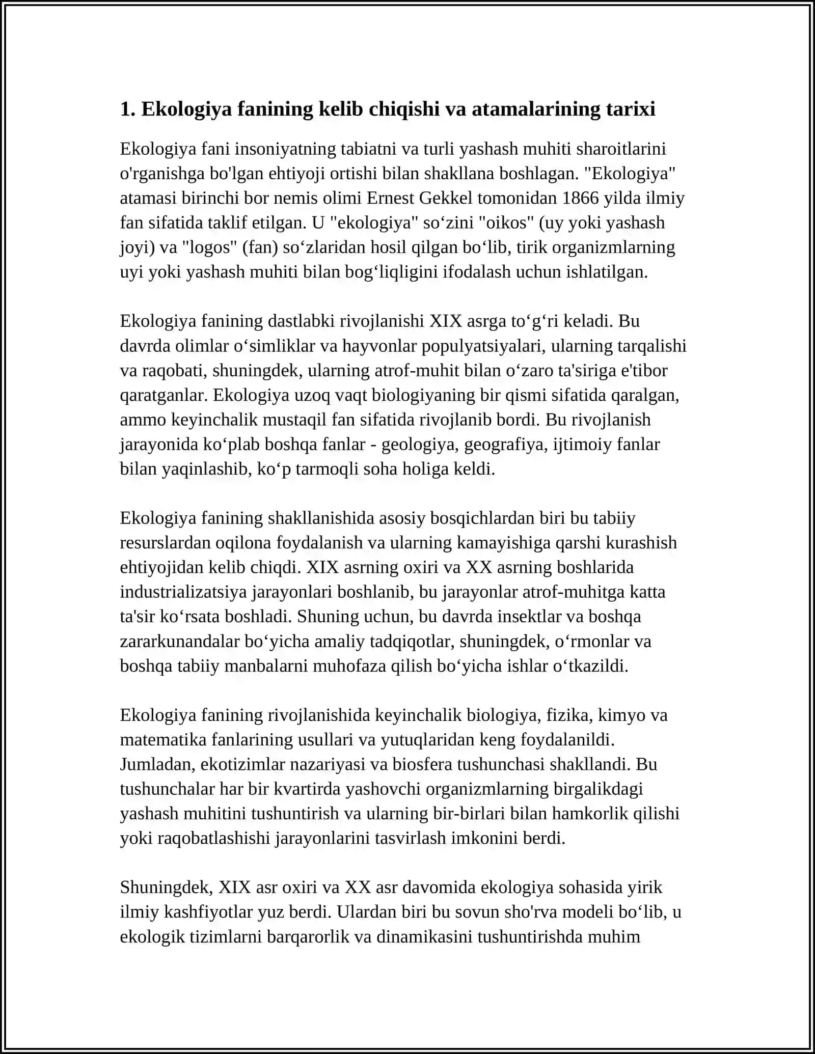 EKOLOGIYA FANINING SHAKLLANISH TARIXI VA RIVOJLANISH BOSQICHLARI 3