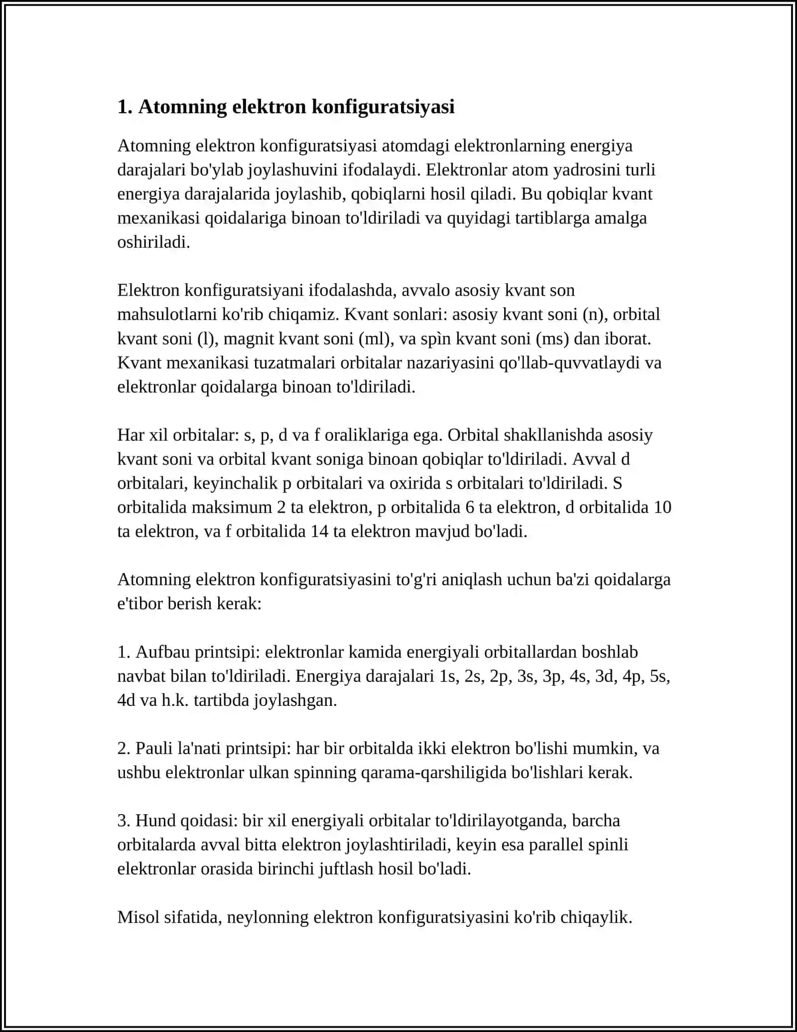 ATOM VA MOLEKULALARNING ELEKTRON TUZILISHI 3