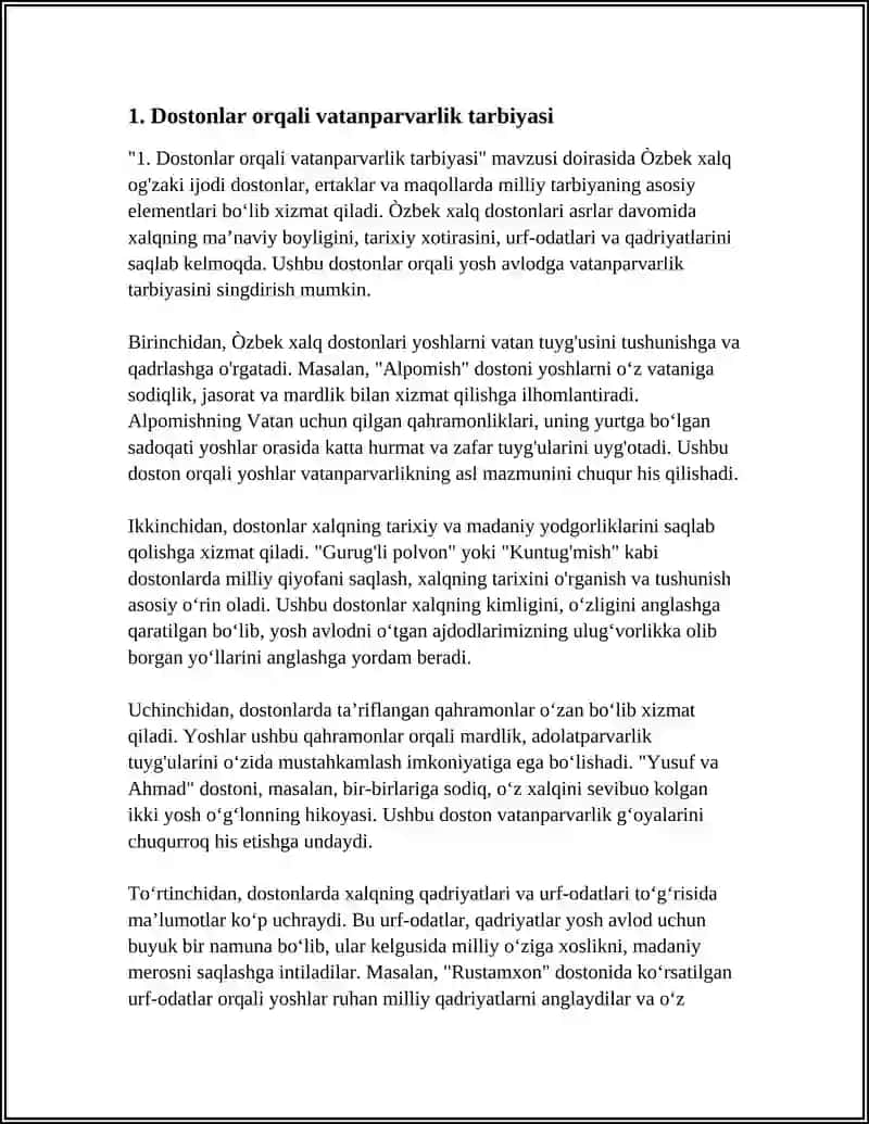 ÒZBEK XALQ OĞZAKI IJODI DOSTON ERTAK MAQOLLARLARDA MILLIY TARBIYANING ASOSI 3