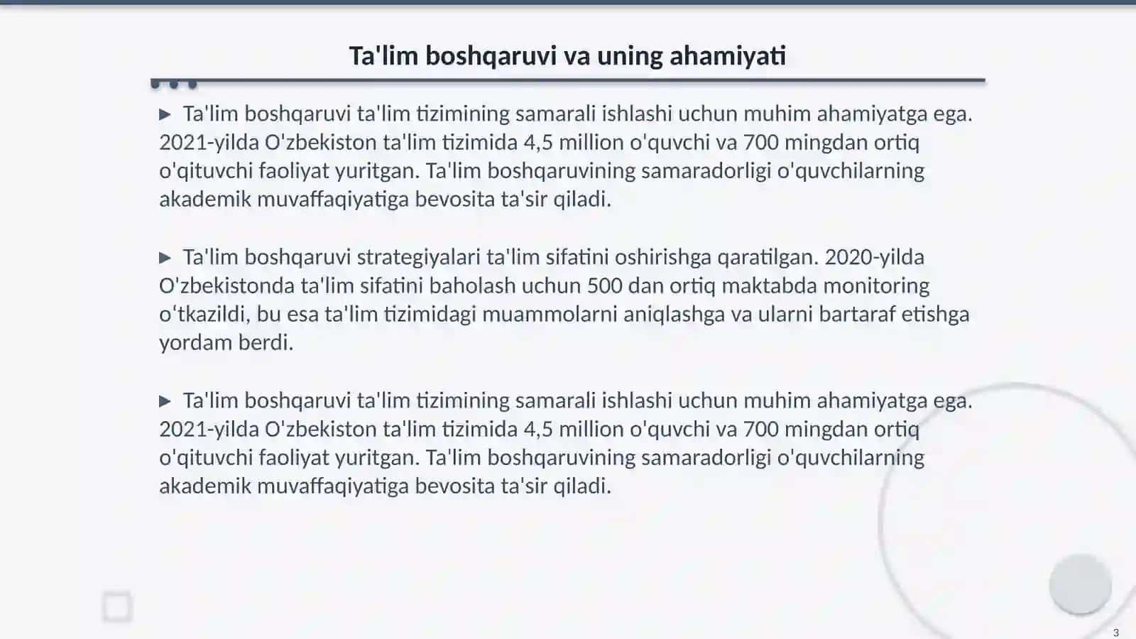 Ta'lim tizimini boshqarishni ilmiy asoslari va strategiyasi 3