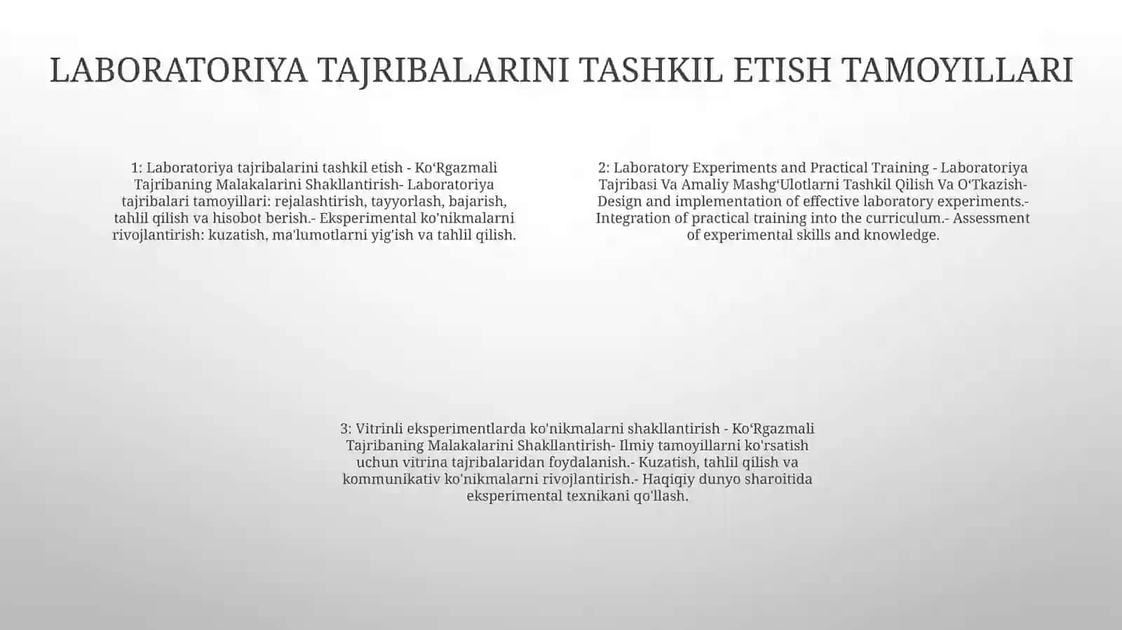 KoʻRgazmali Tajribaning Malakalarini Shakllantirish, Laboratoriya Tajribasi Va Amaliy MashgʻUlotlarni Tashkil Qilish Va OʻTkazish 3