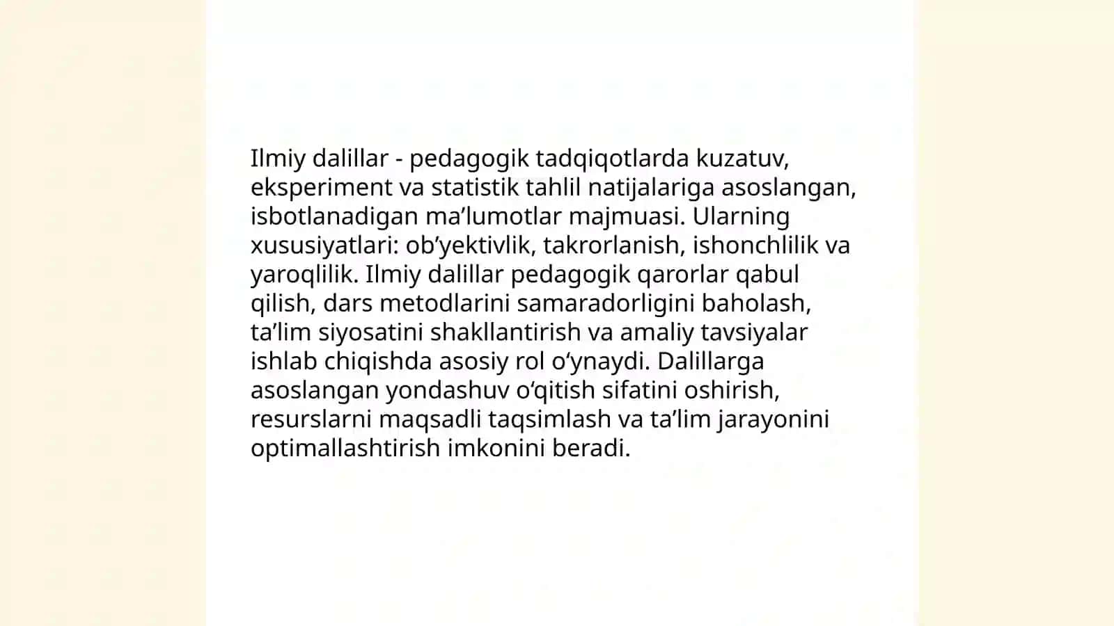 Pedagogik tadqiqotlarda ilmiy dalillar va ularning roli 3