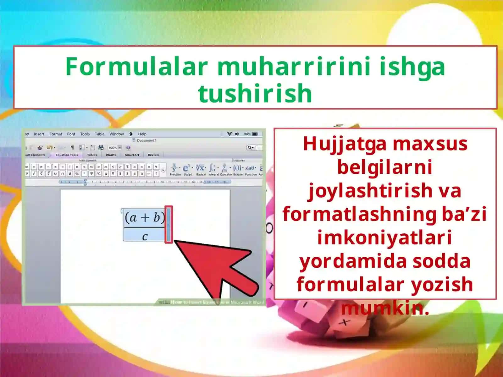 Wordda formulalary o'zish 3