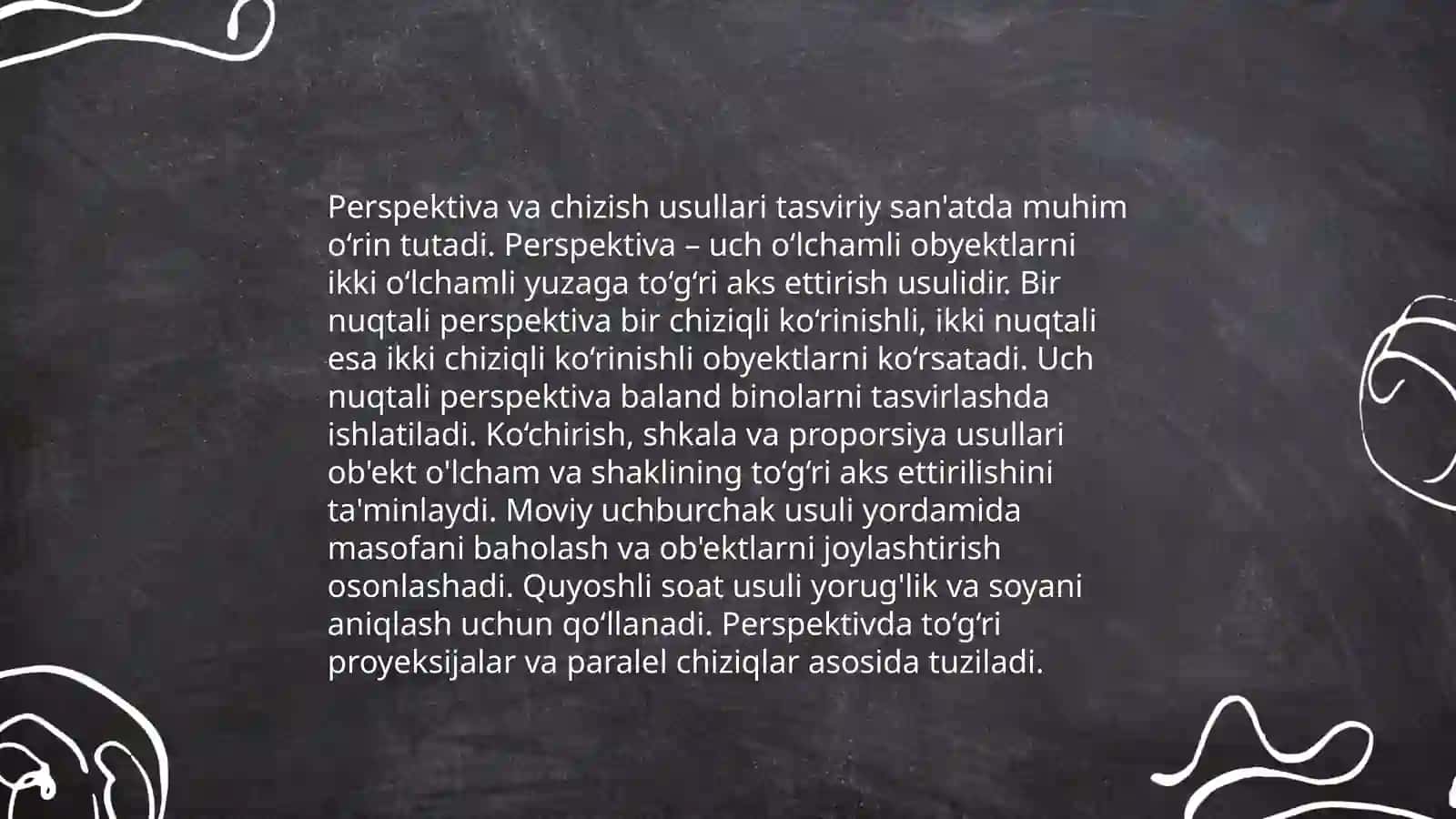Perspektiva va chizish usullari tasviriy san'atda 3