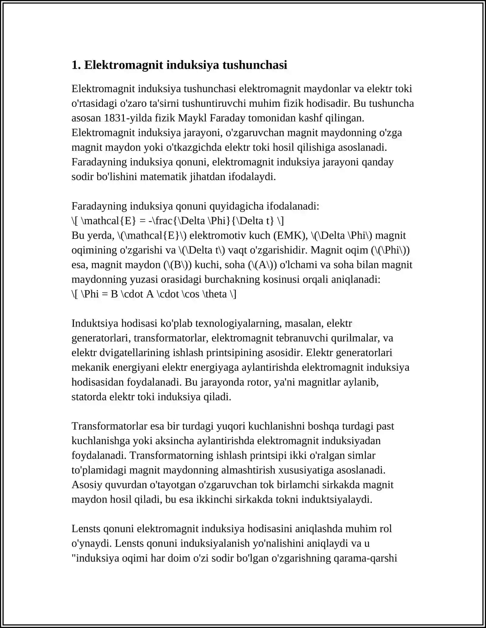 ELEKTROMAGNIT INDUKSIYA.O’ZINDUKSIYA. O’ZARO INDUKSIYA 3