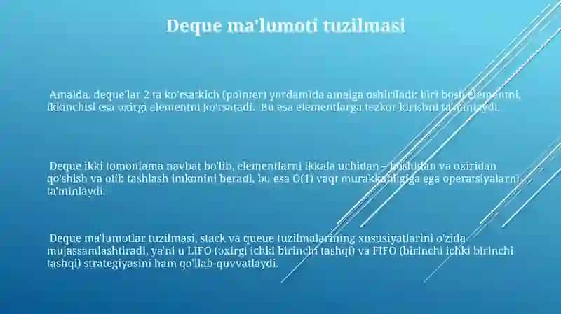 To'plam (Stack), Navbat (Queue) va Ro'yxat (List) 3