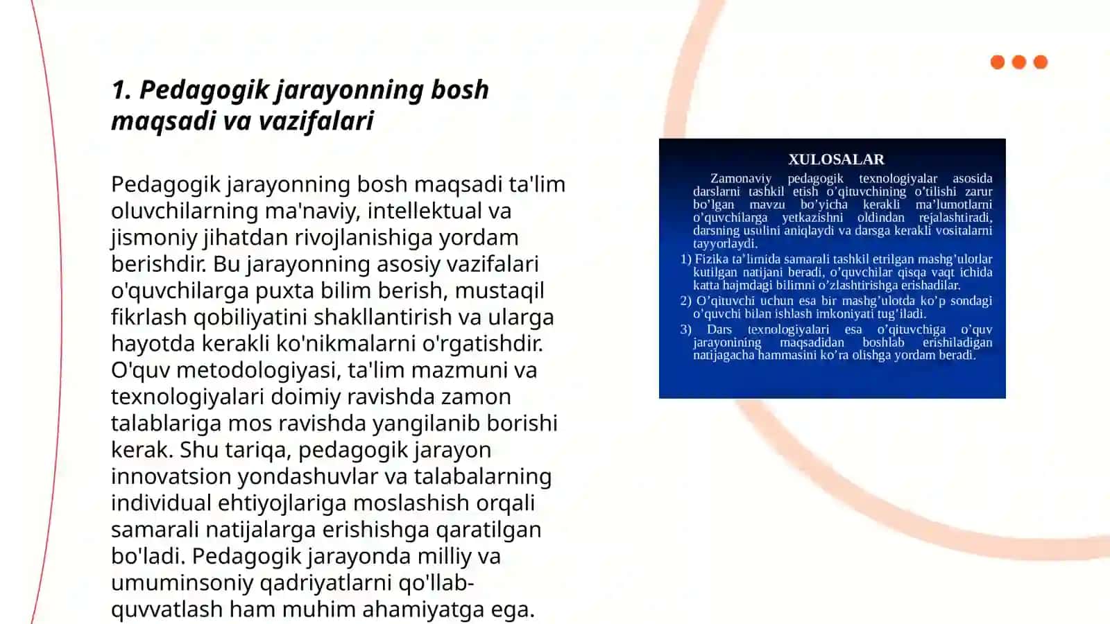 Õzbekiston respublikasi talim tõğrisida qonunda pedagogik jarayonning tasvirlanishi yosh sportchilarni tarbiyalashning individual guruh va jamoviy shakllarning pedagogikaliq psixologiyaliq asoslari 3