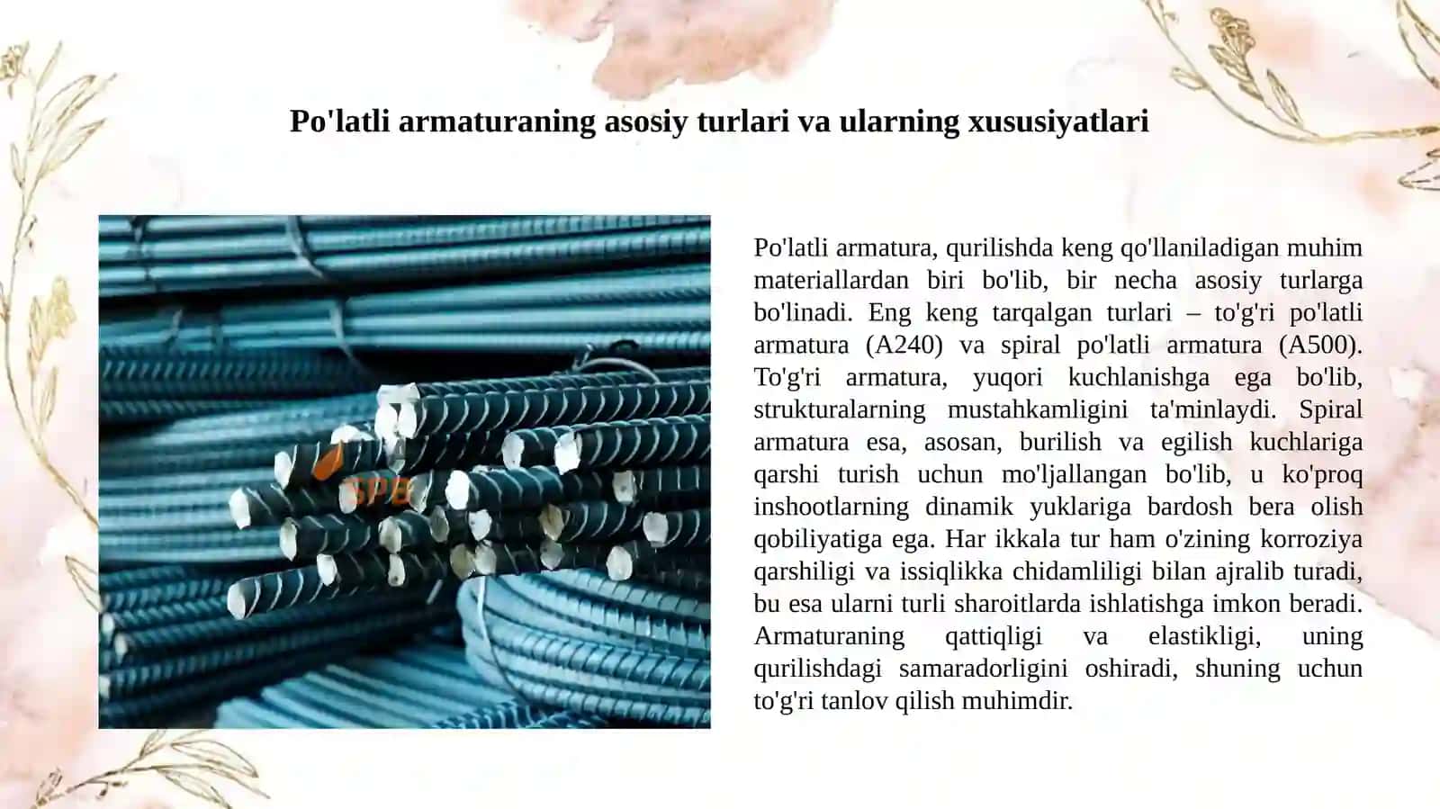 Po'latli armatura klassifikatsiyasi. 3