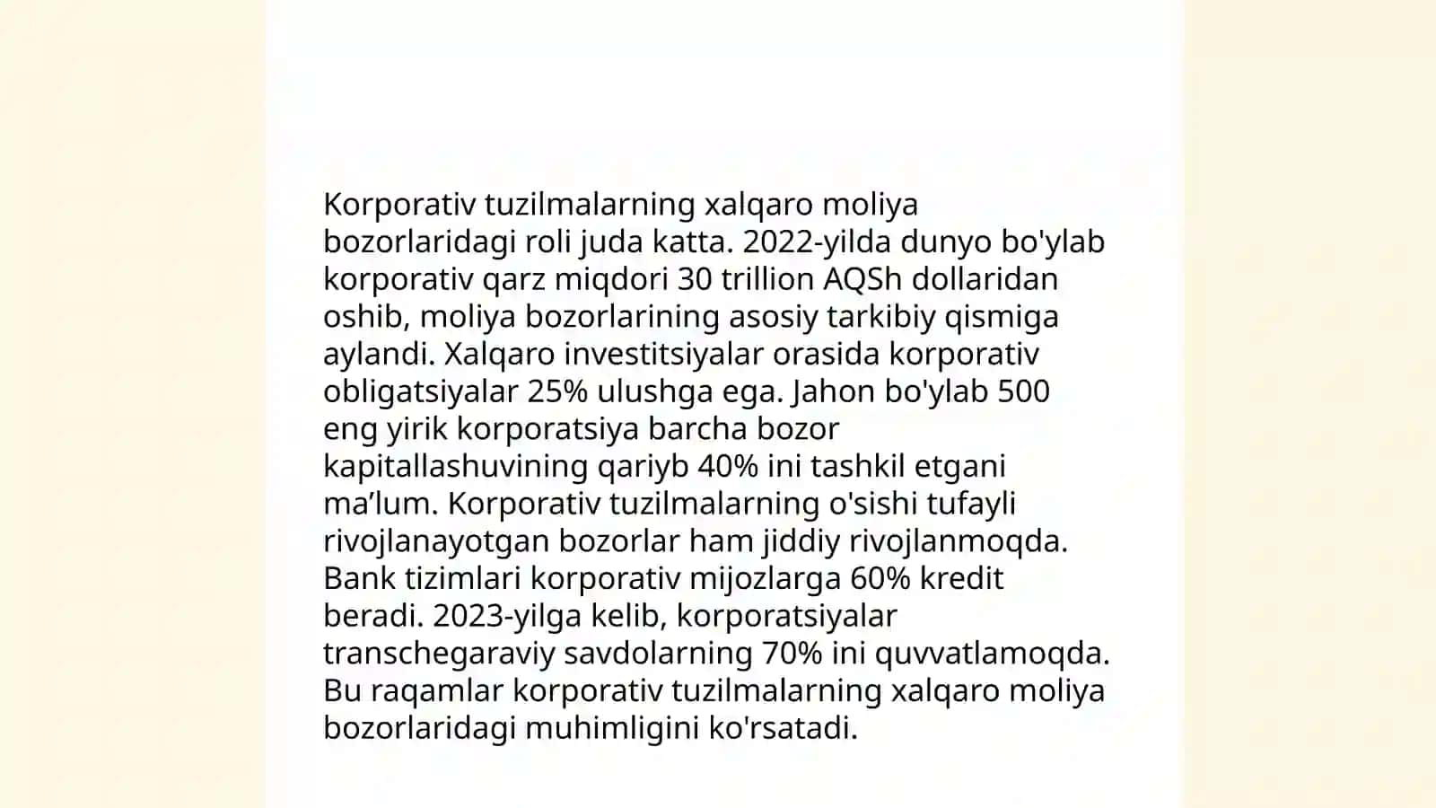 Korporativ Tuzilmalar va Xalqaro Moliya Bozorlari 3