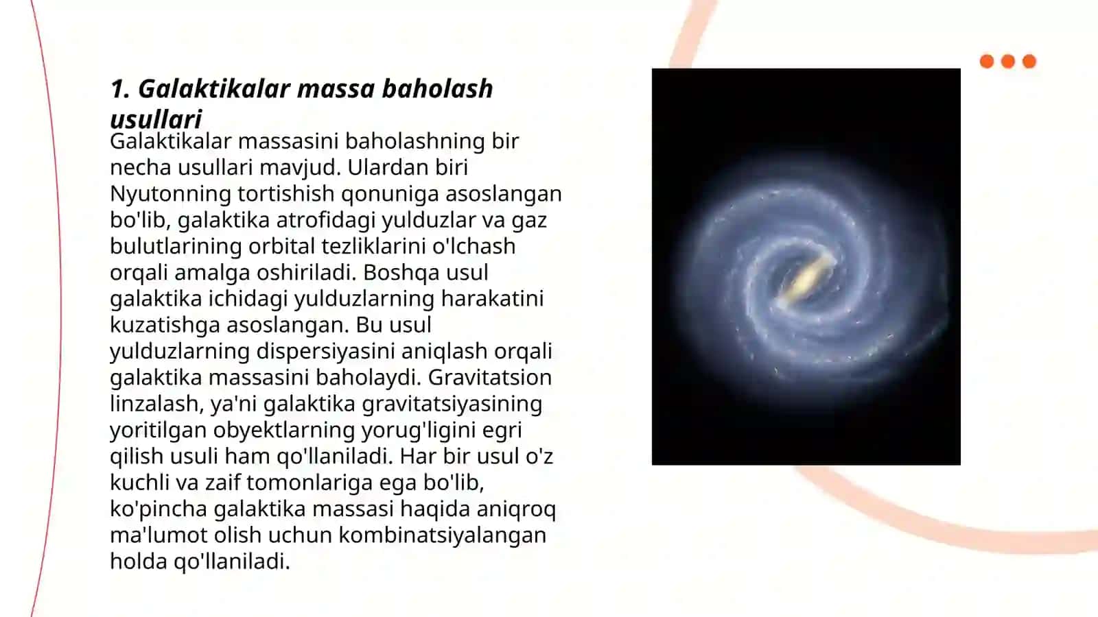 Galaktikalar massalarini aniqlash 3