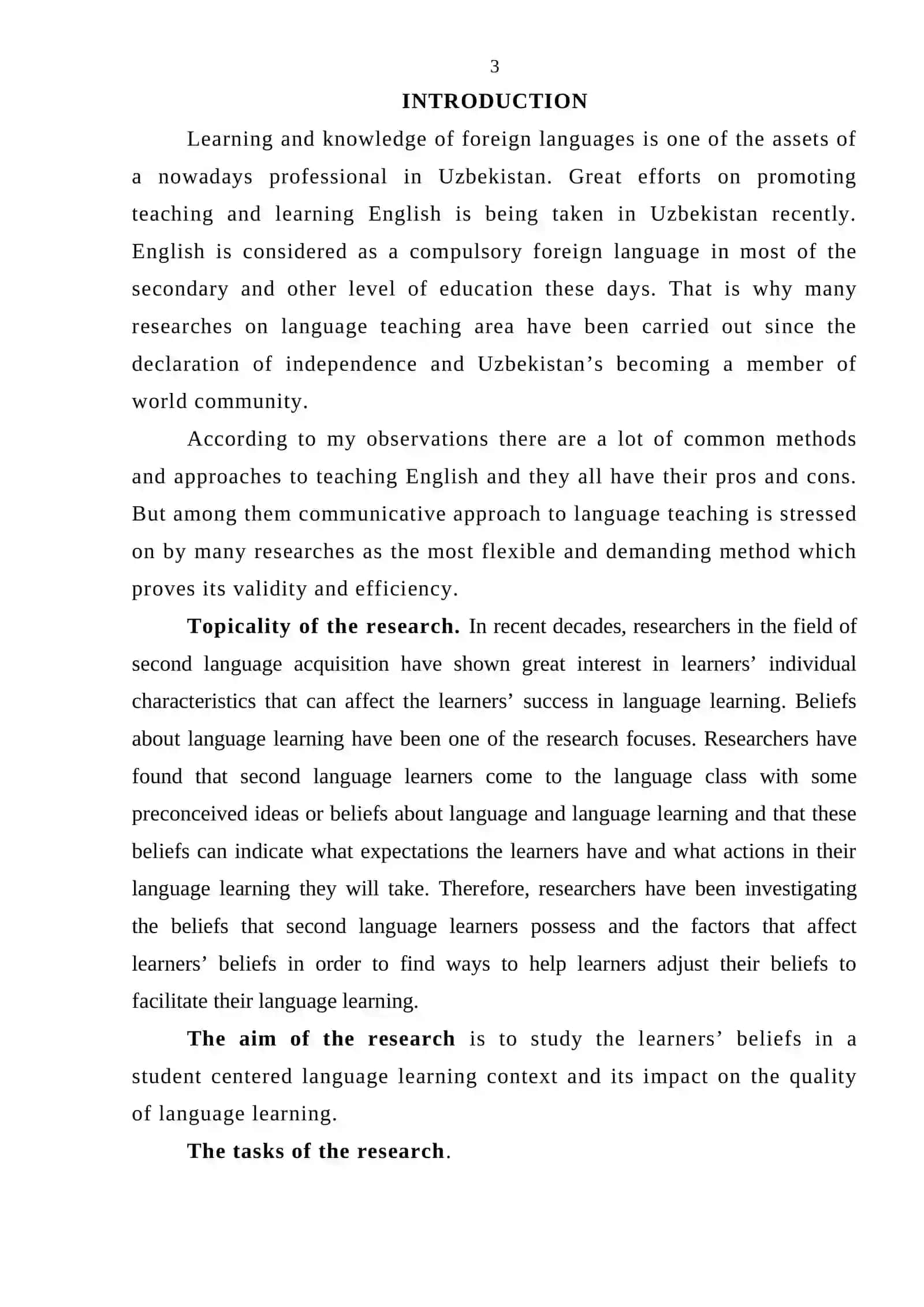 QUALIFICATION WORK on theme “Language Learners’ Beliefs and Learner Centered Approach” 3