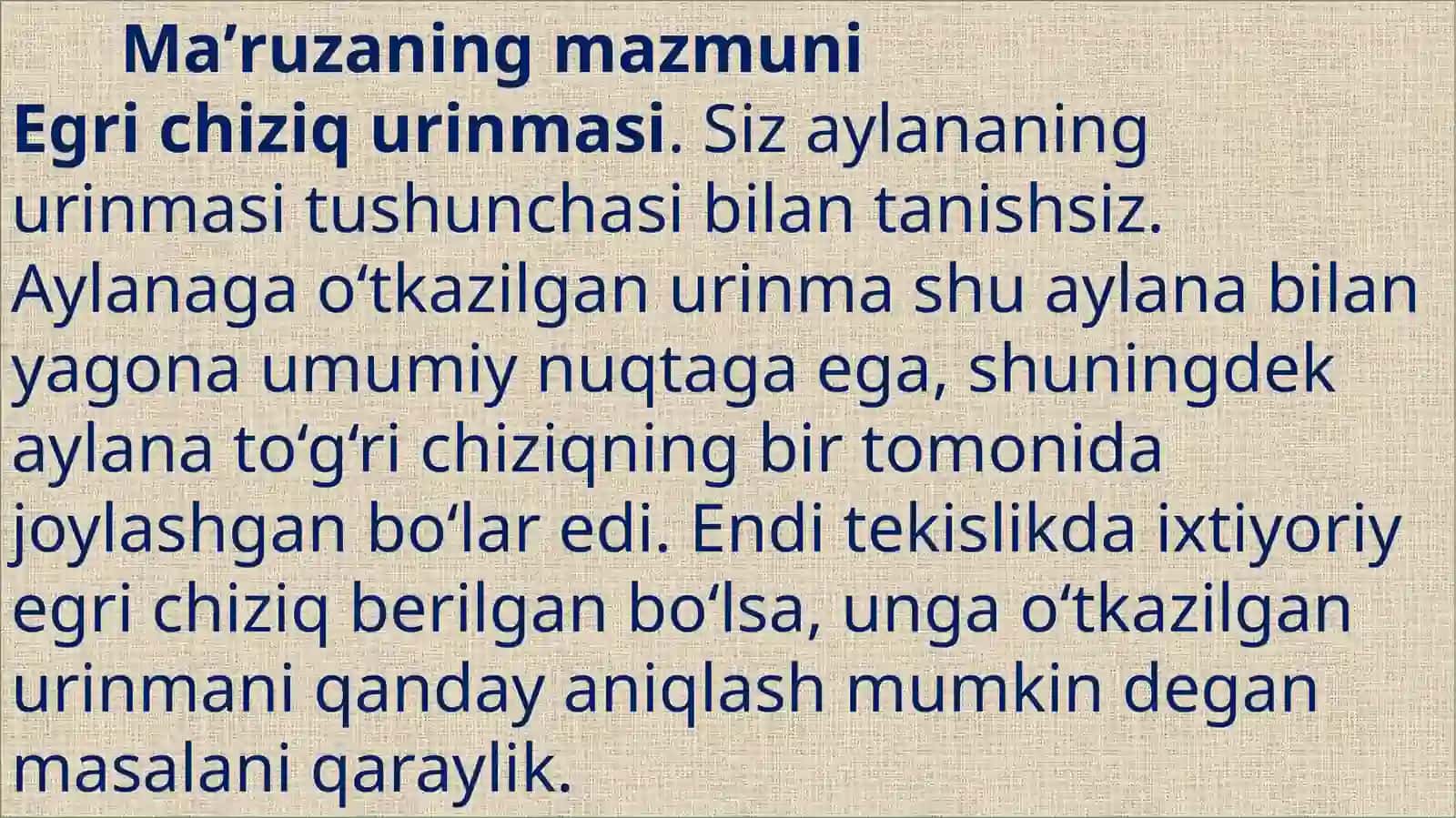 HOSILA TA’RIFI, UNING GEOMETRIK VA MEXANIK MA’NOLARI.EGRI CHIZIQ URINMASI VA NORMALINING TENGLAMALARI. DIFFERENSIALLANUVCHI FUNKSIYANING UZLUKSIZLIGI 3