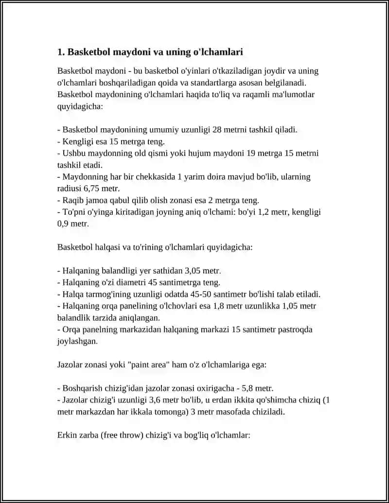 Basketbol O'yinlari. Basketbol O'yinining Qoidalari 3
