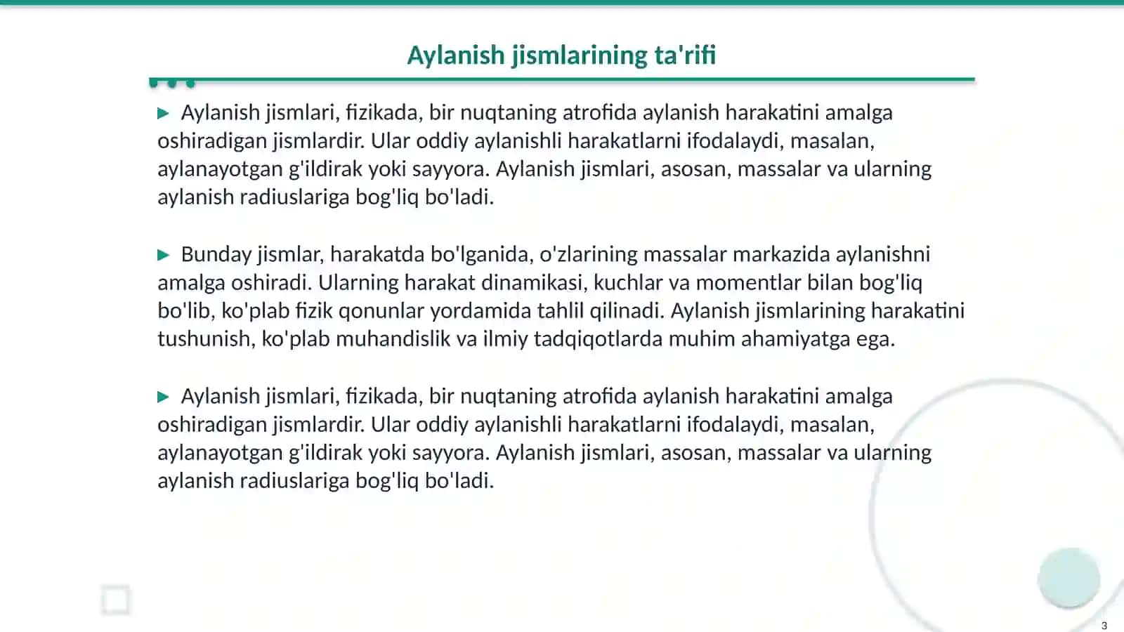Aylanish jismlari 3