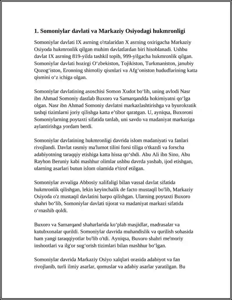 Somoniylar davlati va Markaziy Osiyodagi hukmronligi 3