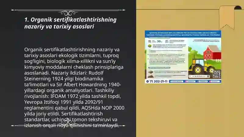 Organik qishloq xoʻjaligi mahsulotlarini sertifikatlashtirish tarixi 3