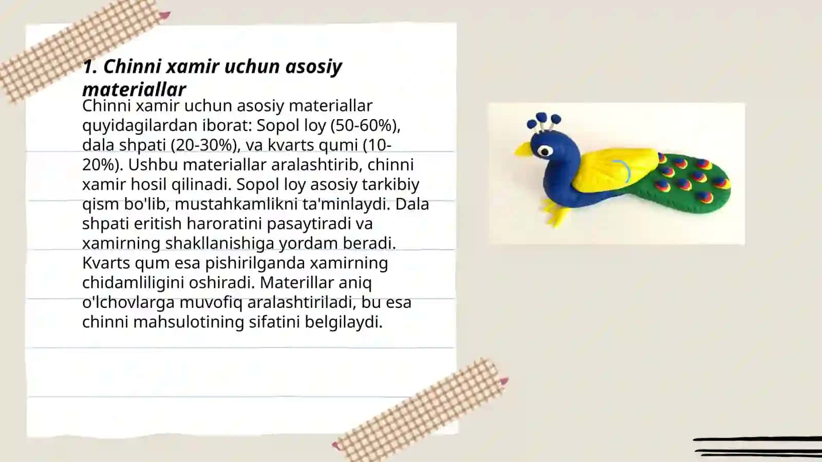 Chinni xamirni tayyorlash usullari va oʻyinchoqlar yaratish 3