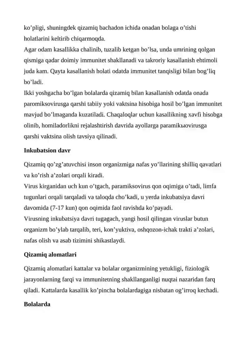 Qizamiq Kasalligini Oldini Olish 3
