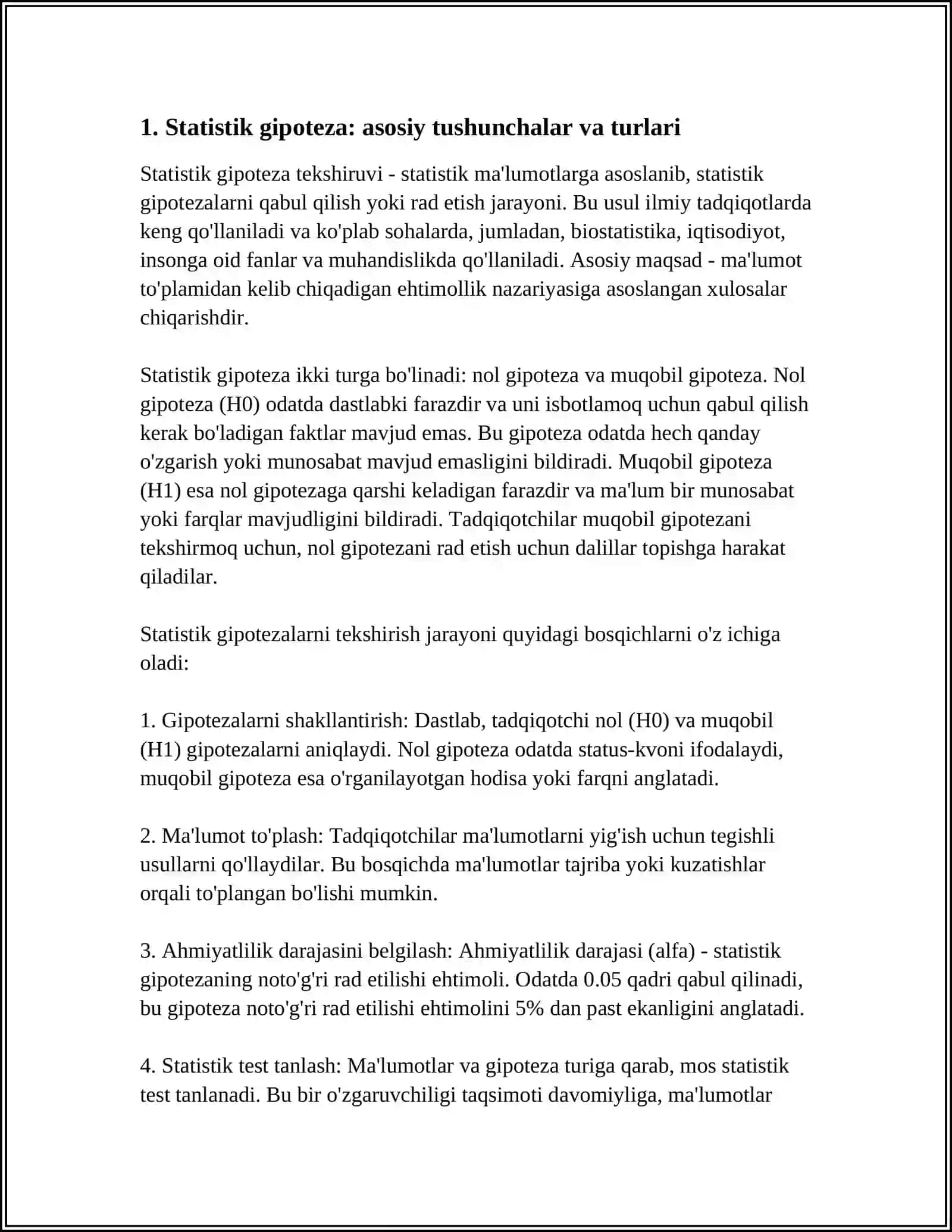 STATISTIK GIPOTEZALARNI TEKSHIRISH 3