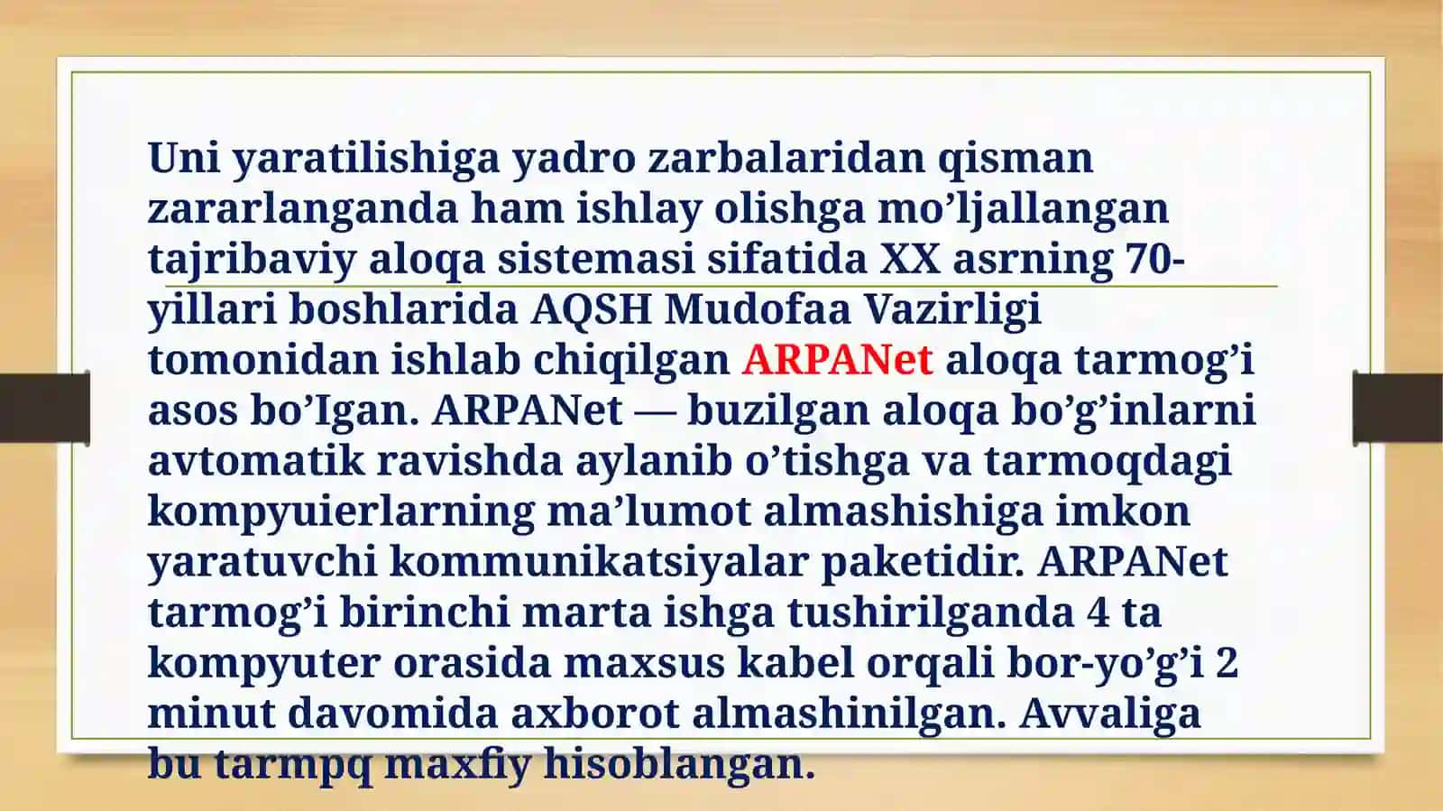 Internet tarmogʻi va uning rivojlanish tarixi 3