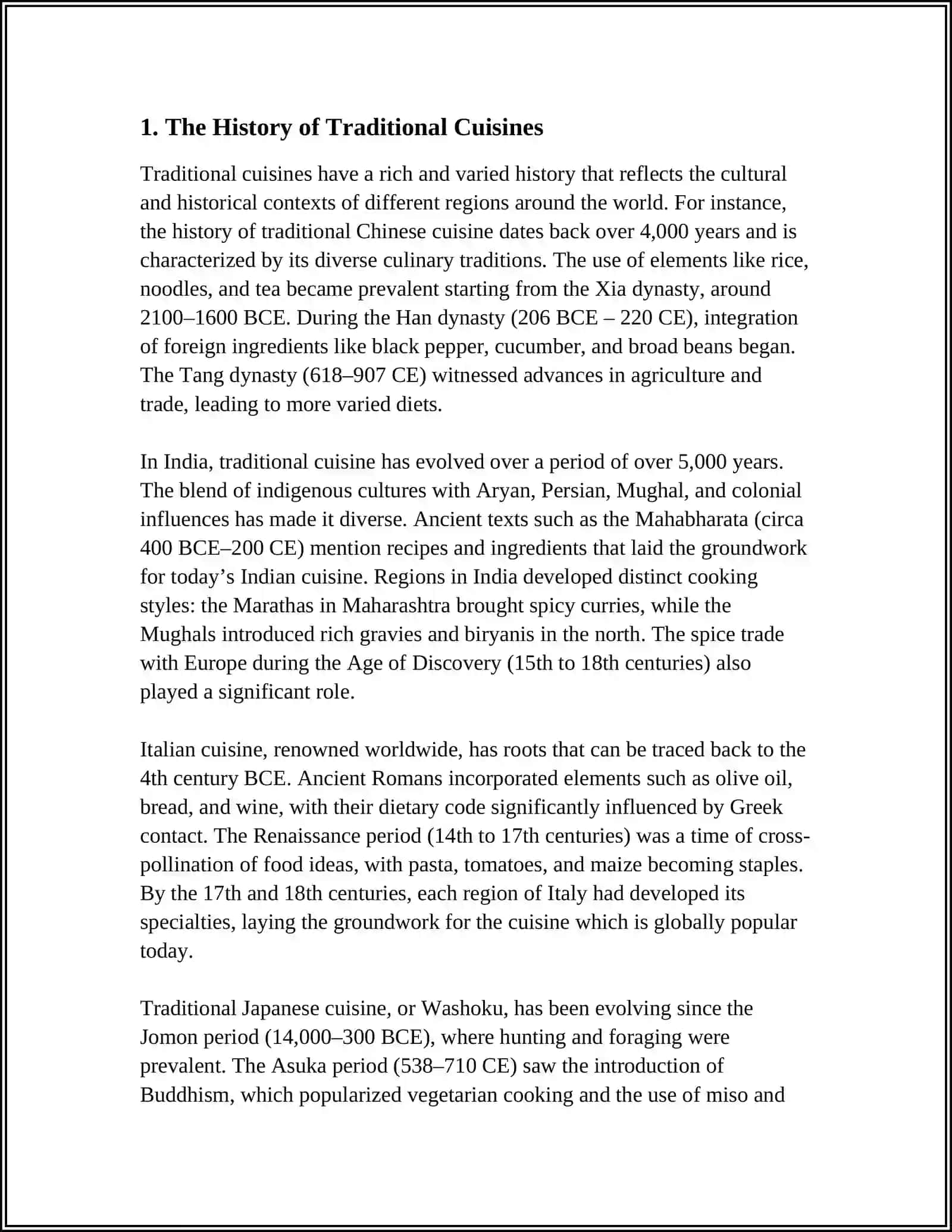 Traditional Cuisines: A Historical Perspective 3