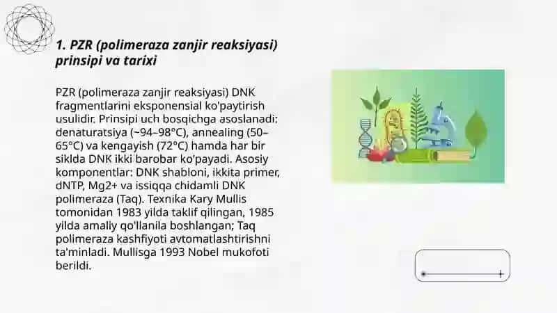 Molekulyar Biologiya sohasida PZR usuli va uning fan rivojidagi yutuqlari 3