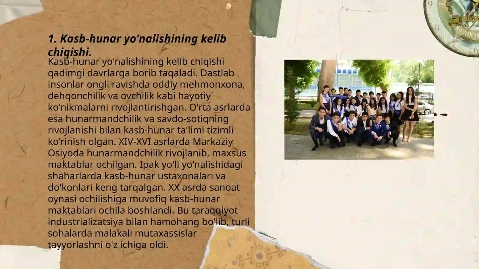 Kasb-hunar yo'llash uning tarixiy taraqqiyoti 3
