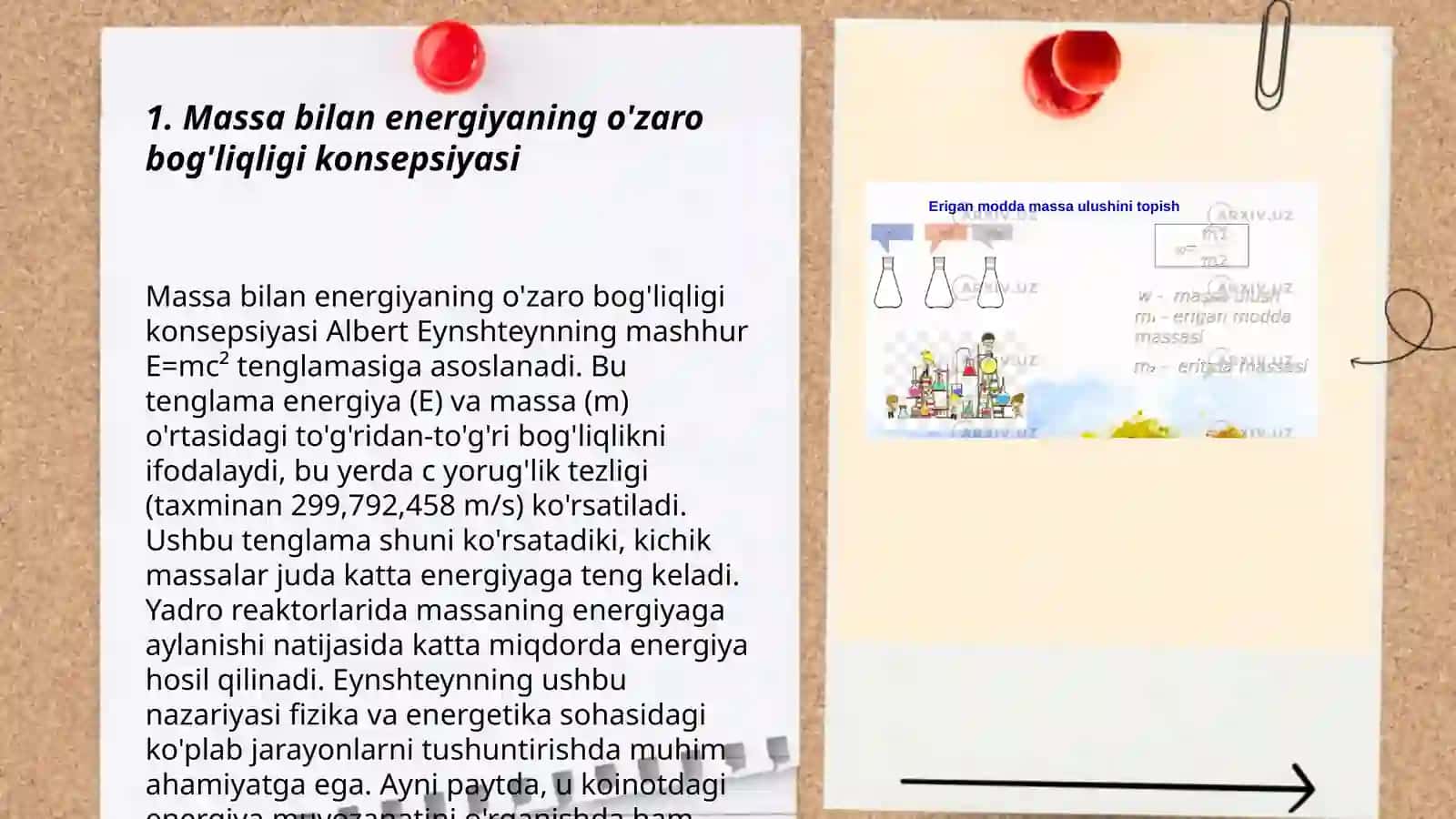 Massa bilan energiyaning o'zaro bog'liqligi konsepsiyasi 3
