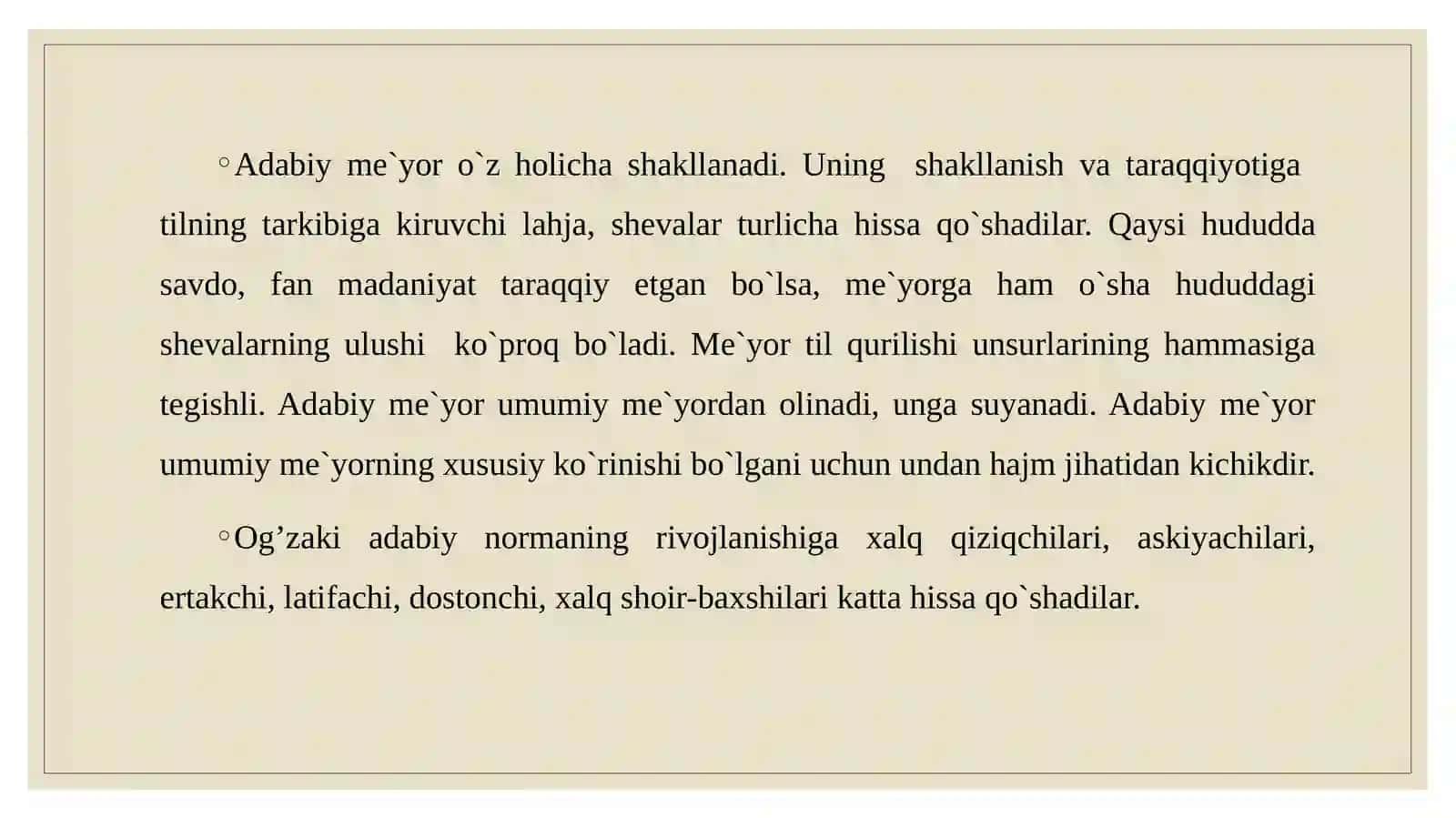 O`zbek adabiy tilining me`yorlari. O'zbektilining yangi imlo qoidalari 3