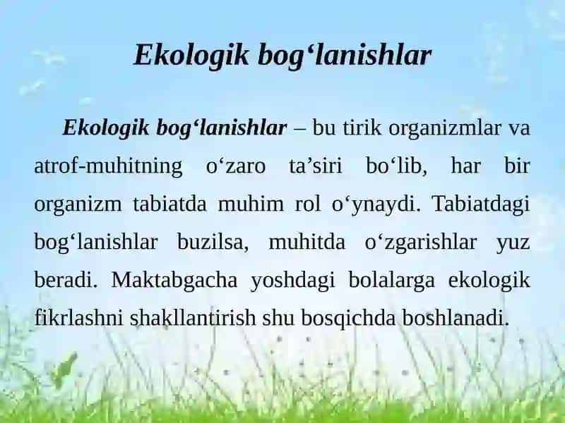 Tabiatdagi ekologik bog‘lanishlar haqidagi bilimlarni shakllantirish 3