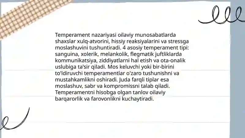 Temperament tipiga mos juft tanlash - oilaviy munosabatlar mustahkam-ligi omili sifatida 3