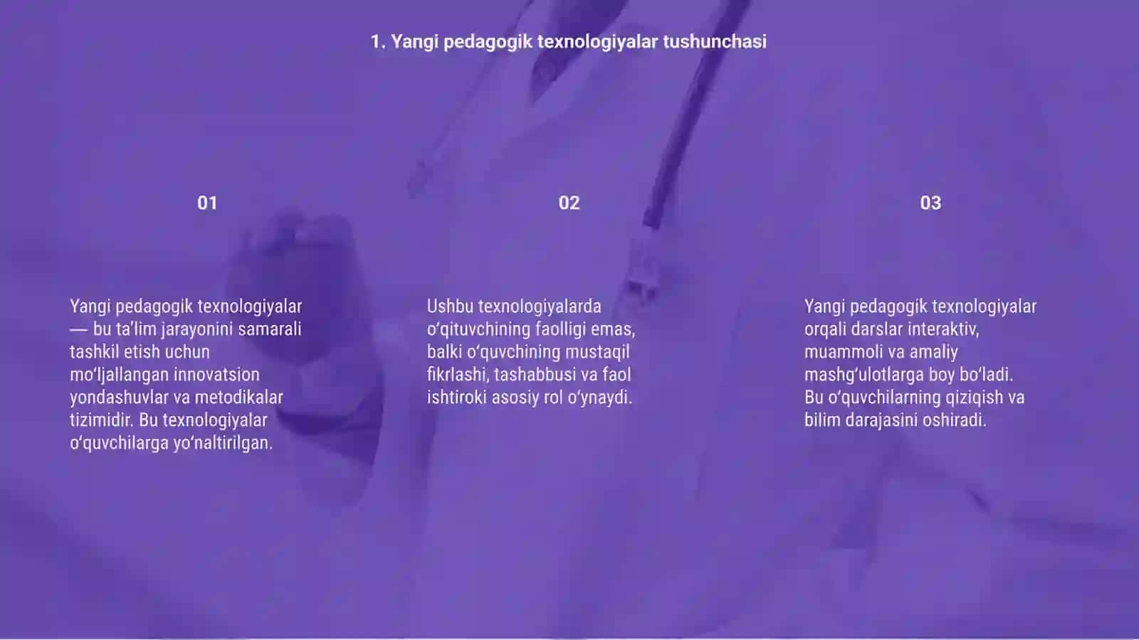 Yangi pedagogik texnologiyalar va faol pedagogik metodlar asosida dars ishlanmalarini tuzish va tahlil qilish 3