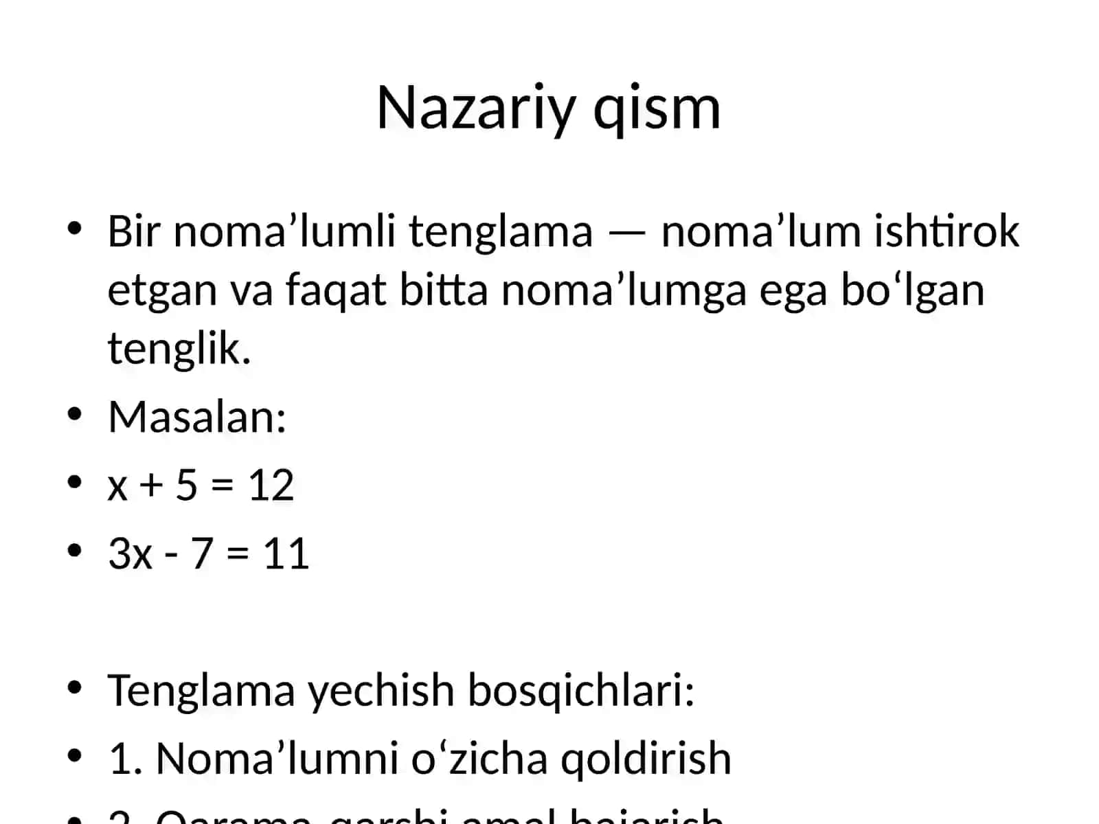 Bir nomaʼlumli tenglamalar 3