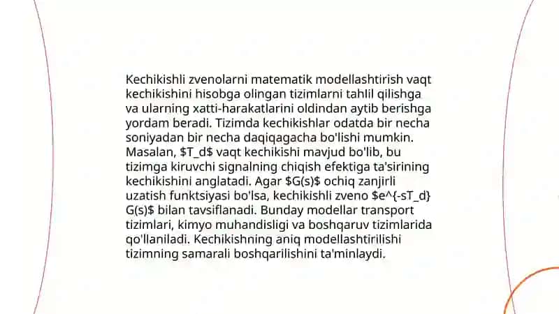 Kechikishli va irrational zvenoli sistemalarning turg'unligi 3