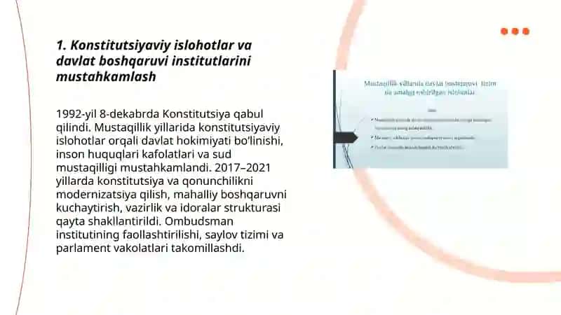 MUSTAQILLIK YILLARIDA DAVLAT BOSHQARUVI TIZIMIDA AMALGA OSHIRILGAN ISLOHOTLAR 3