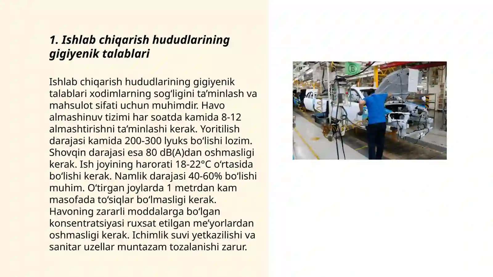 Ishlab chiqarish hududlarining gigiyenik talablari 3