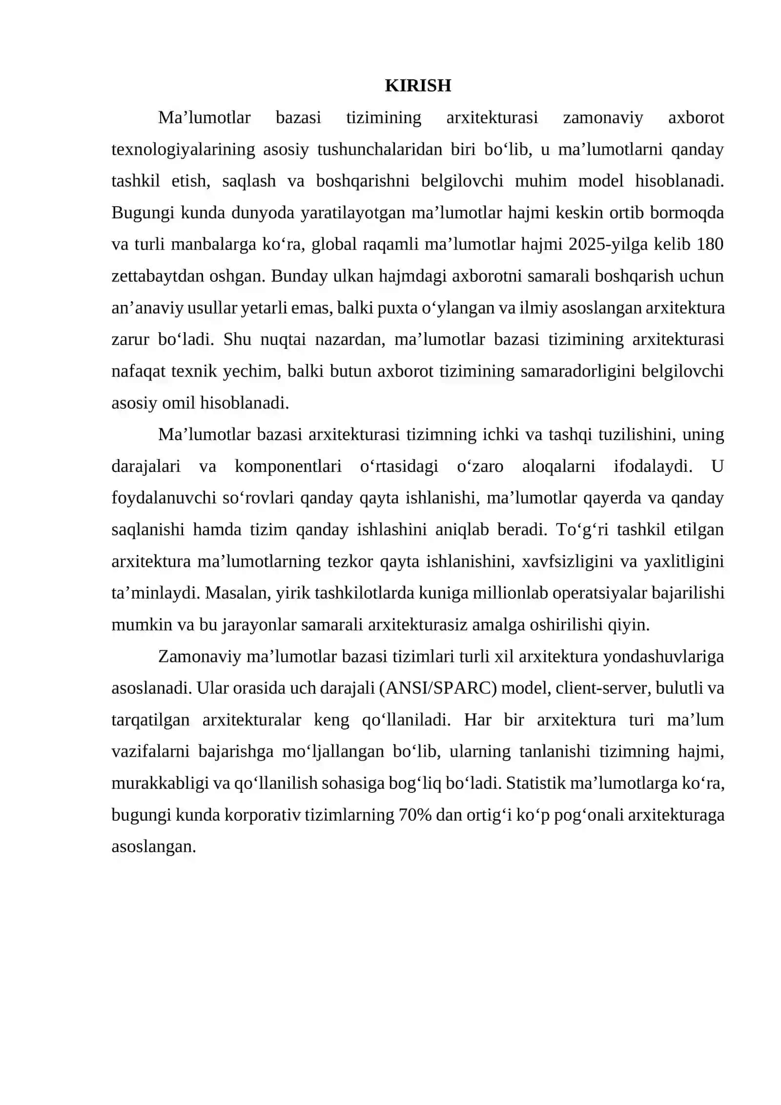 Ma'lumotlar bazasi tizimining arxitekturasi 3