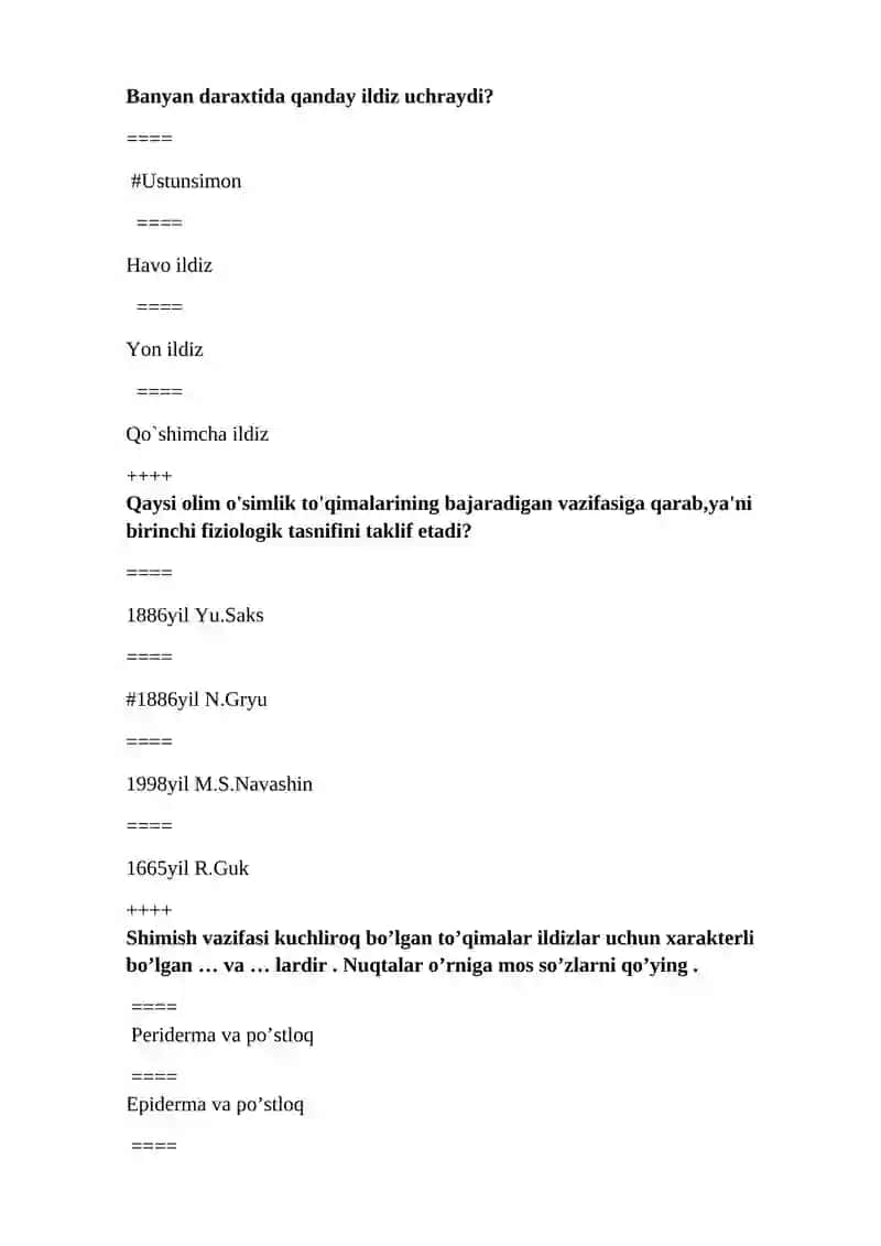 Botanika test hemis tizimi uchun 3