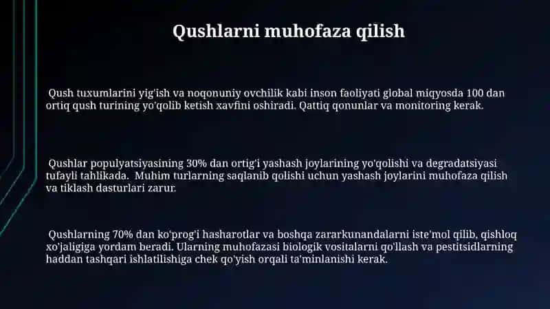 Qushlarning xilma-xilligi va ahamiyati 3