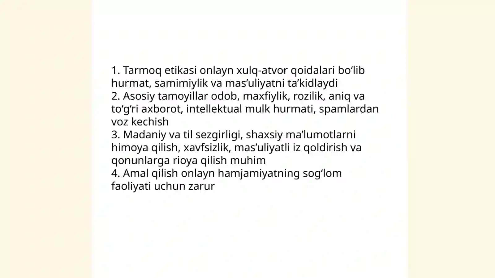 Tarmoq etikasi (Etika. Netiquette. Tarmoq etikasi qoidalari) 3