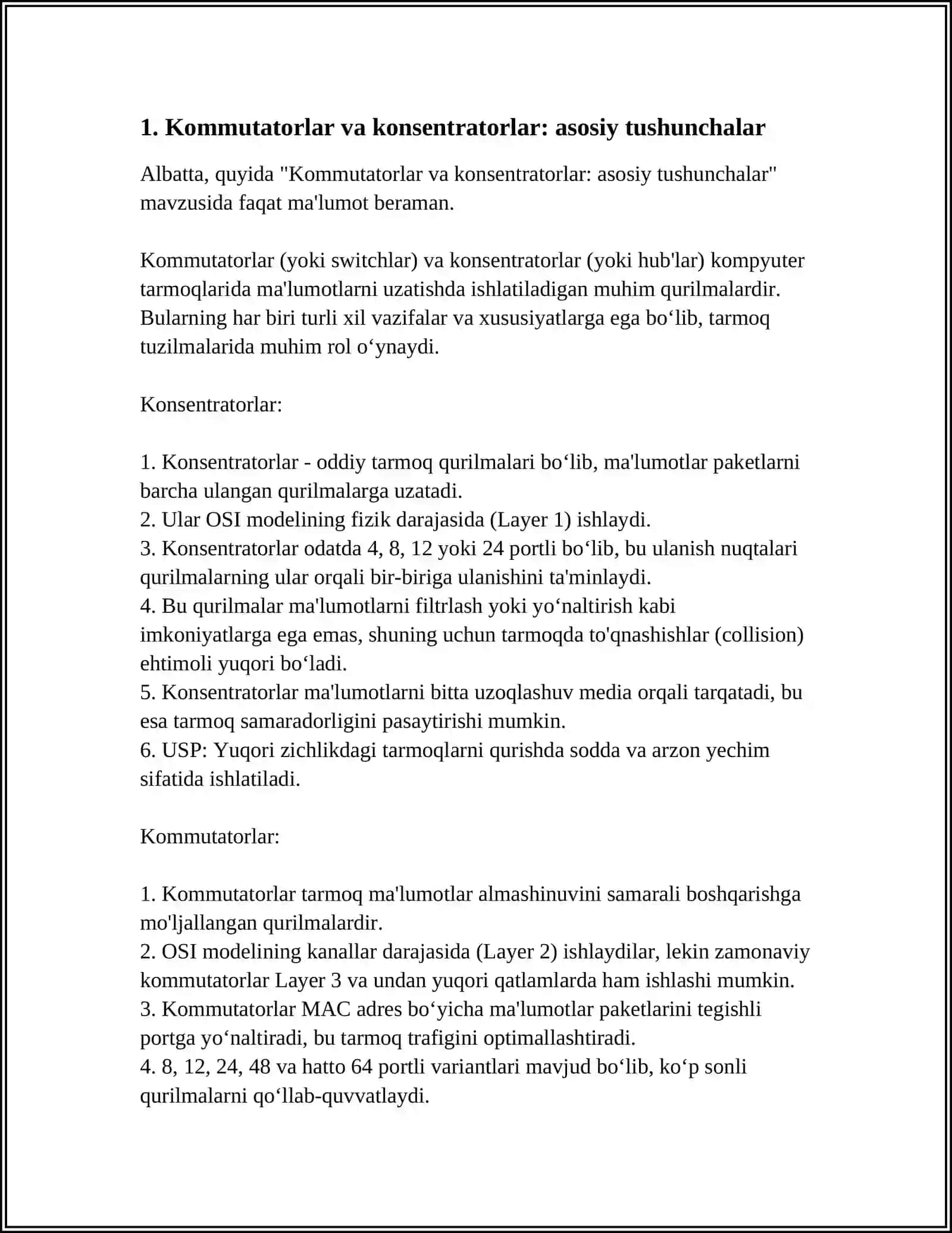 Kommutorlar va Konsentratorlar 3