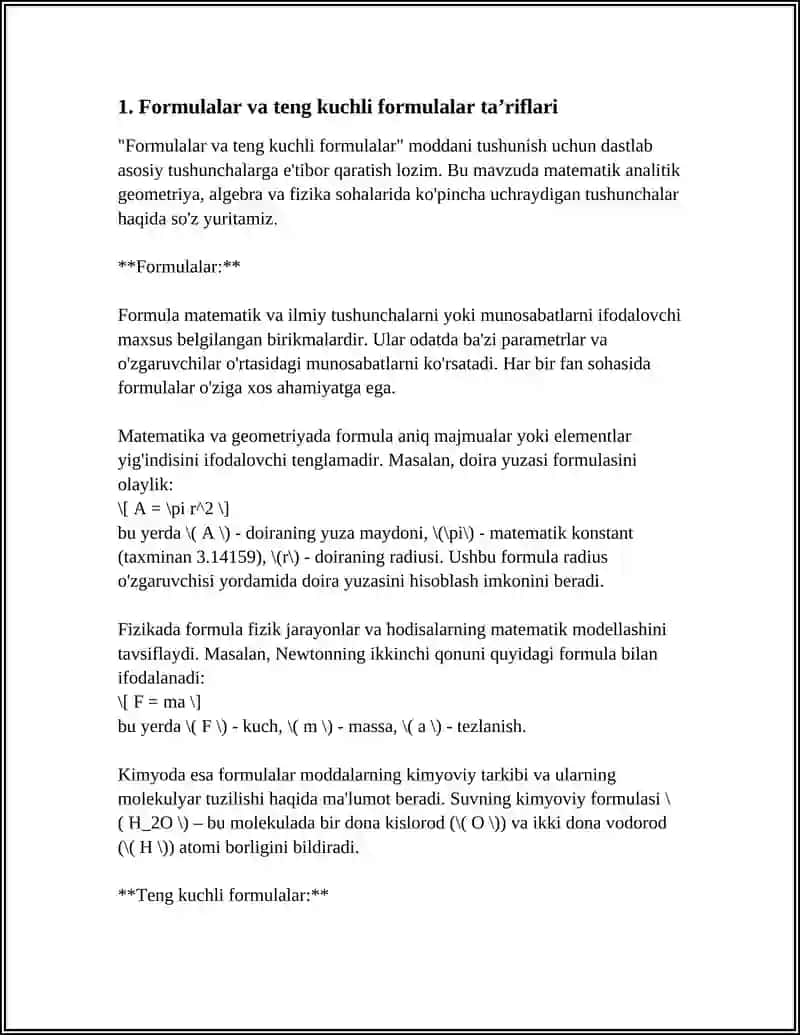 FORMULALAR. TENG KUCHLI FORMULALAR 3